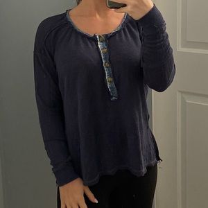 Vintage Havana Blue Henley Top